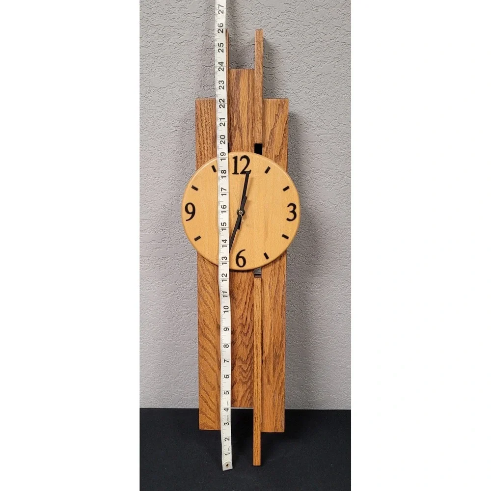 Wooden Wall Clock 26-inch Tall Wooden Wall Hanging Clock - Read As Is